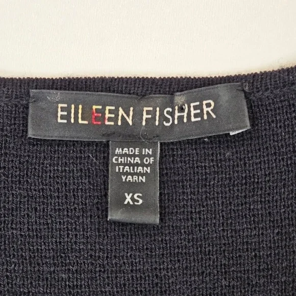 Eileen Fisher Open Front 100% Wool Cardigan Jacket Black Size XS‎ Tunic Length - Picture 4 of 8